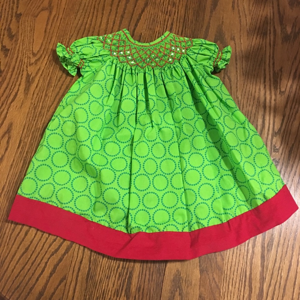 Smocked Girls Christmas Dress